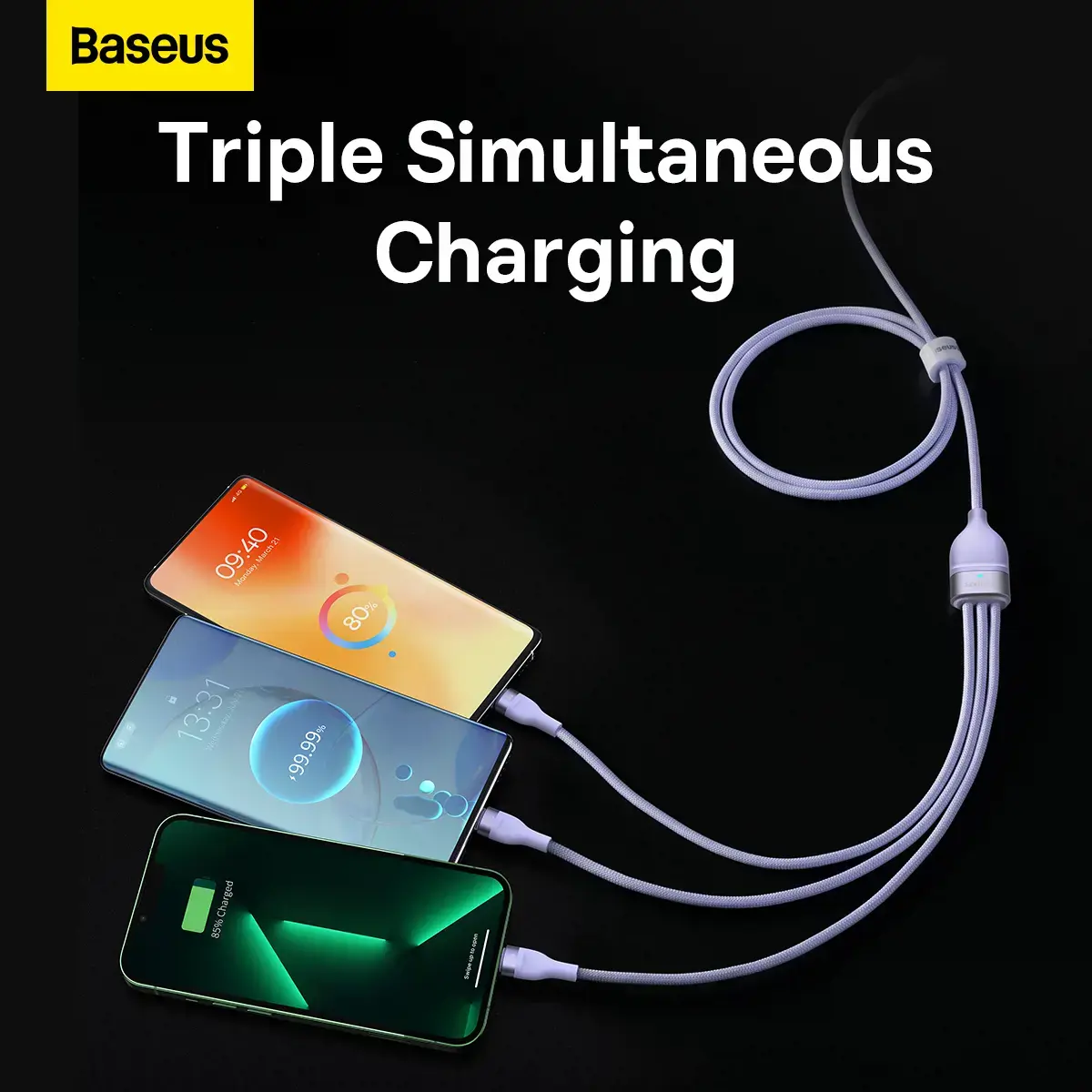 Baseus Flash Series II USB Type C | USB Type A cable - USB Type C | Lightning | micro USB 100 W 1.5 m purple (CASS030205)