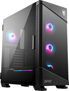 MSI MPG MPG VELOX 100R Mid Tower žaidimų kompiuterių korpusas "Juodas, 4x 120 mm ARGB ventiliatoriai, 1-6 ARGB šakotuvas, ARGB apšvietimo juosta, C tipo USB, grūdintas stiklas, centrinis, E-ATX, ATX, mATX, mini-ITX", Midi Tower, kompiuteris, juodas, ATX, žaidimų, 1x 120 mm