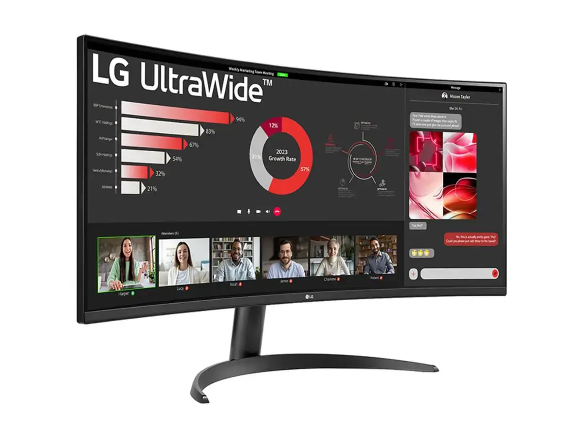 LCD Monitor LG 34" Curved/21 : 9 Panel VA 3440x1440 21:9 100 Hz 5 ms Tilt 34WR50QK-B