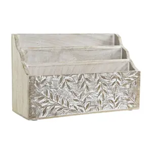 Multi-Purpose Organiser DKD Home Decor Sheets Natural 32 x 13 x 21 cm 33 x 12 x 21 cm White Mango w…