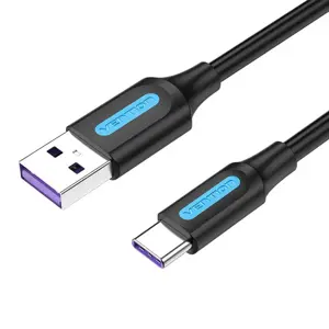 USB 2.0 A į USB-C 5A Vention CORBF kabelis 1 m juodas PVC