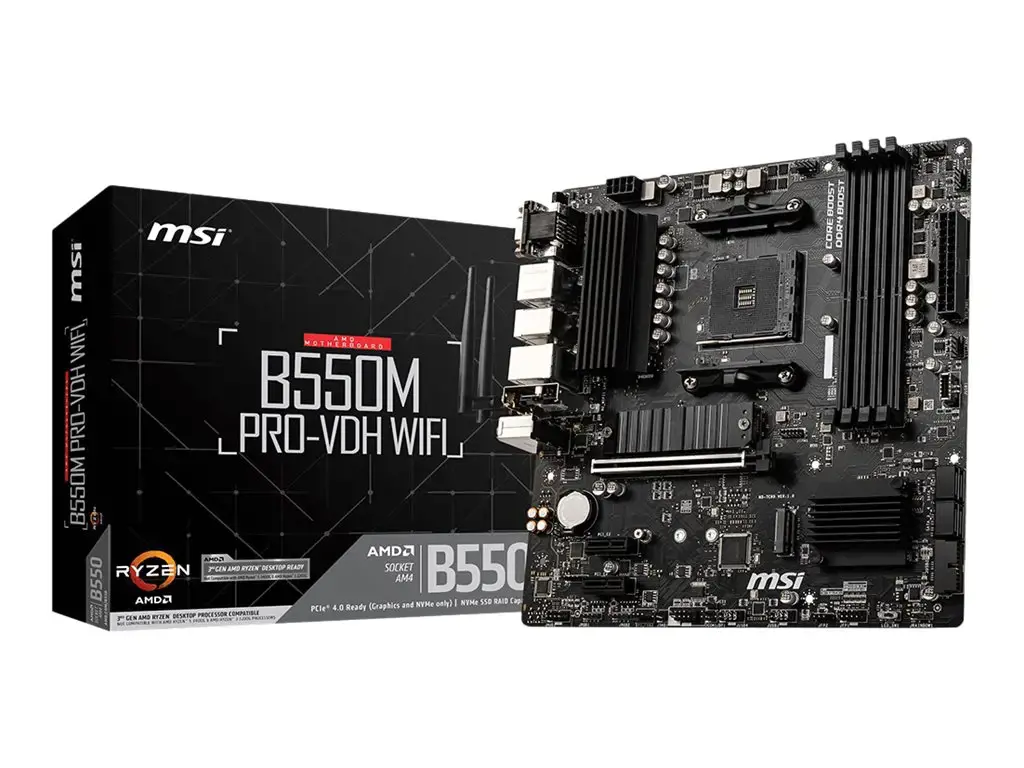 MSI B550M PRO-VDH WIFI, AMD, "Socket AM4", 3 kartos "AMD Ryzen™ 3", 3 kartos "AMD Ryzen 5", 3 kartos "AMD Ryzen™ 7", 3 kartos..., DDR4-SDRAM, 128 GB, DIMM