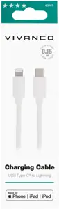 "Vivanco" laidas "Lightning" - USB-C 15 cm, baltas (62757)