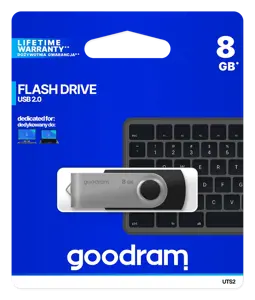Goodram UTS2, 8 GB, USB Type-A, 2.0, 20 MB/s, Swivel, Black