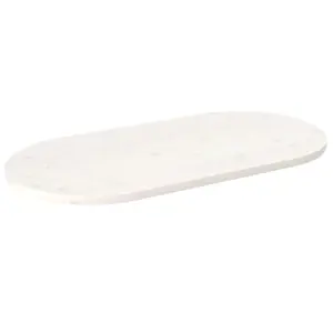 Stalviršis, baltas, 110x55x2,5cm, pušies masyvas, ovalus