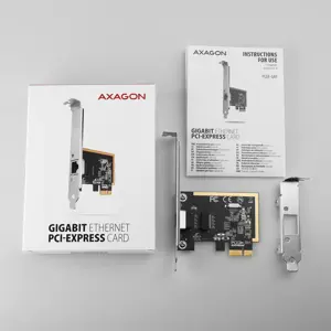 AXAGON PCEE-GRF PCI-Express tinklo plokštė suteikia staliniam kompiuteriui didelės spartos "Gigabit Ethernet" ryšį. Ji užtikrina 10/100/1000 Mbit/s duomenų perdavimo greitį.