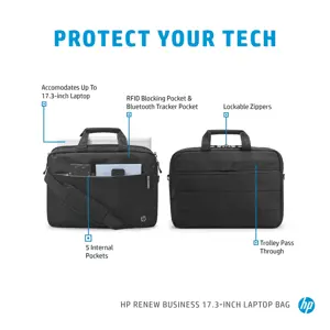 "HP Renew Business" 17,3 colių nešiojamojo kompiuterio krepšys, dėklas, 43,9 cm (17,3"), 590 g