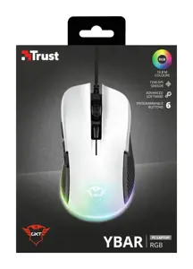 "Trust GXT 922W YBAR", dešinysis, optinis, A tipo USB, 7200 DPI, juodas, baltas