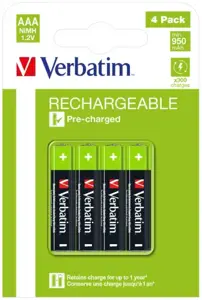 Verbatim 49514, Įkraunama baterija, AAA, nikelio-metalo hidrido (NiMH), 1,2 V, 4 vnt., 950 mAh