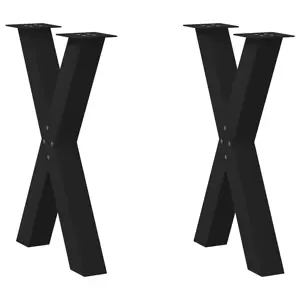 Valgomojo stalo kojos, X formos, 2 vnt., juodos, 50x(72-73) cm, plienas