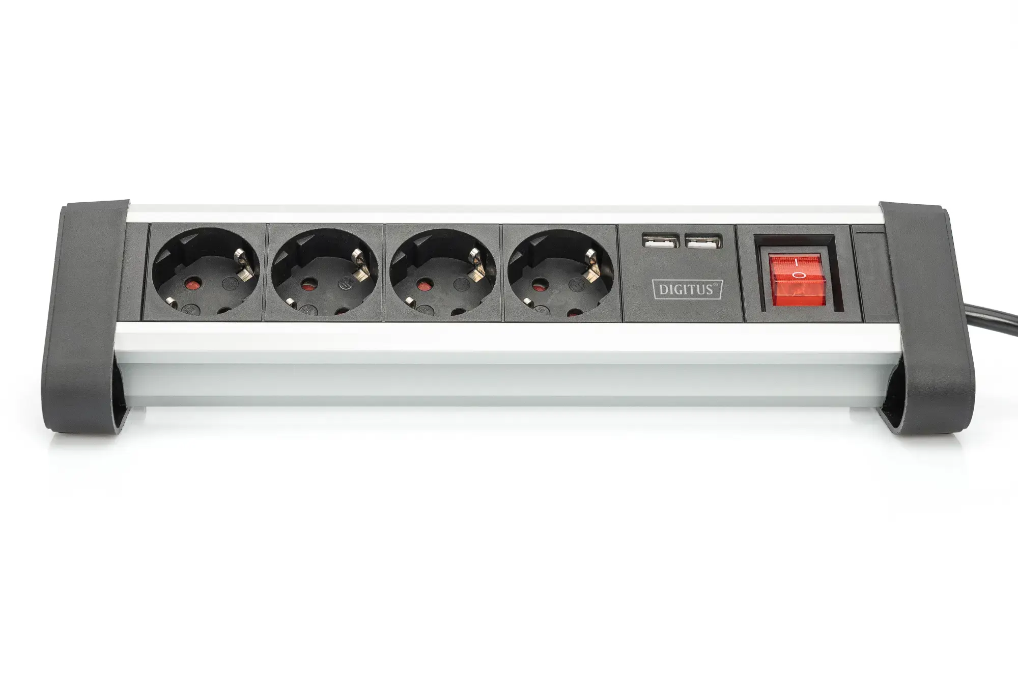DIGITUS DA-70614 DIGITUS 4 krypčių biuro kištukinių lizdų juostelė su 2x USB prievadais