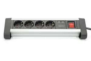DIGITUS DA-70614 DIGITUS 4 krypčių biuro kištukinių lizdų juostelė su 2x USB prievadais