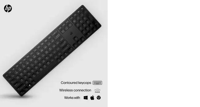 HP 450 programuojama belaidė klaviatūra, pilno dydžio (100 %), RF belaidė + USB, mechaninė, QWERTY, juoda