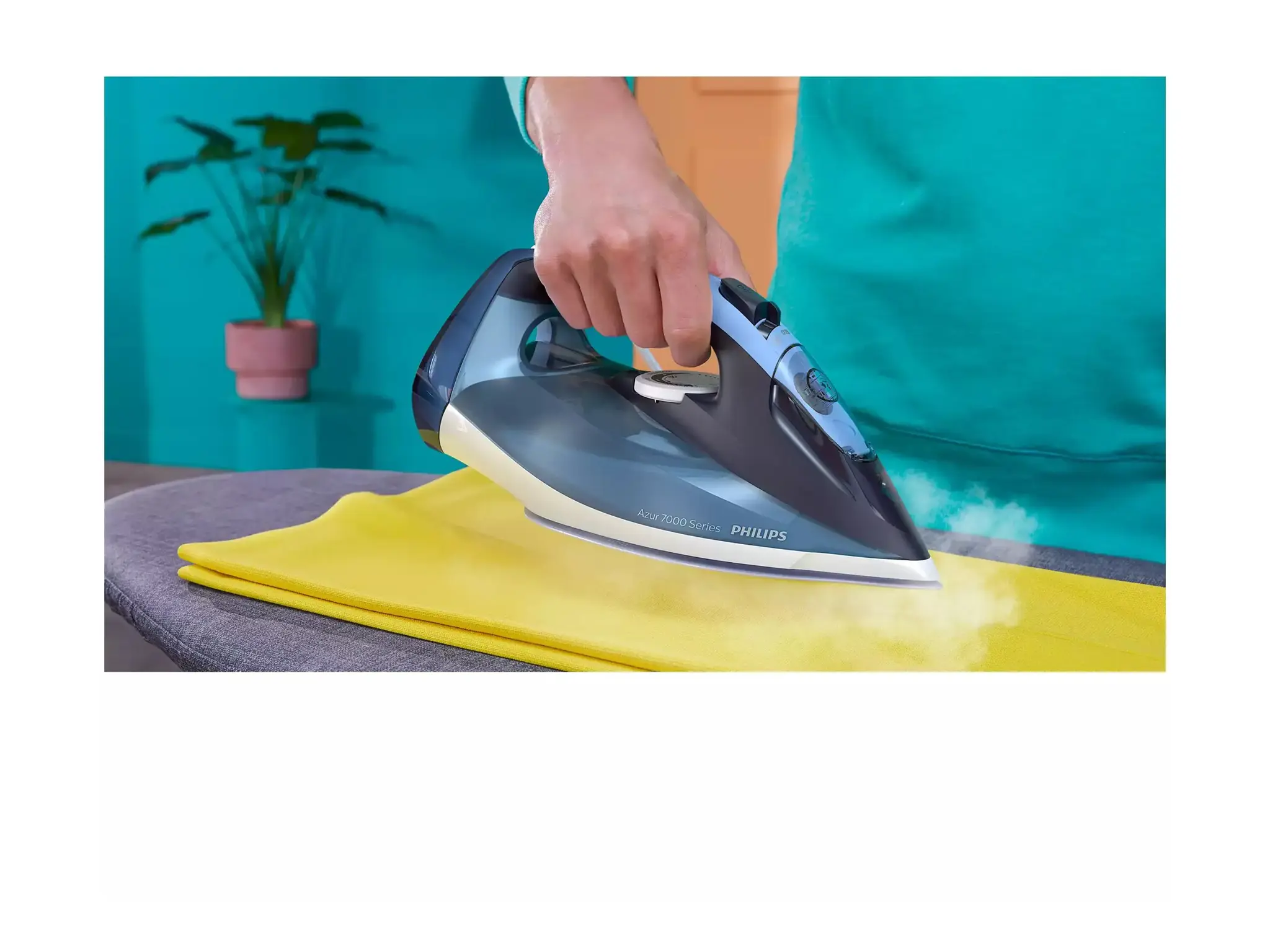 Philips 7000 series DST7020/20 HV Steam Iron Louros/Cotton Blue, Steam iron, SteamGlide Plus soleplate, 2 m, 250 g/min, Blue, 50 g/min