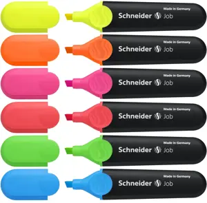 Teksto žymekliai SCHNEIDER JOB, 1-5 mm, 6 spalvų rinkinys