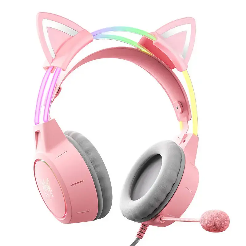 Žaidimų ausinės ONIKUMA X15Pro Pink Cat's Ears