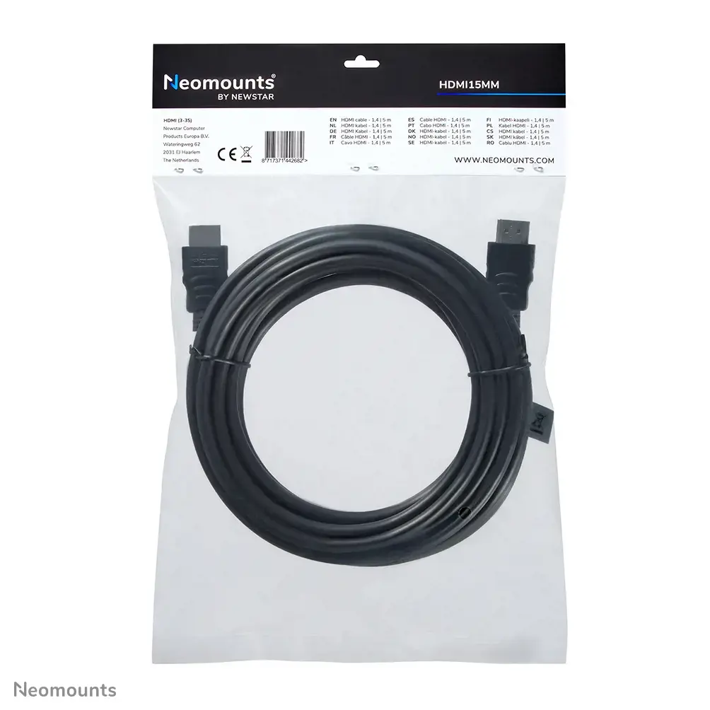 "Neomounts by Newstar" HDMI kabelis, 5 m, A tipo HDMI (standartinis), A tipo HDMI (standartinis), 10,2 Gb/s, juodas