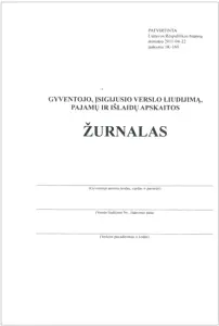 Gyventojo, įsigijusio verslo liudijimą, pajamų ir išlaidų apskaitos žurnalas, A5, 36 lapai
