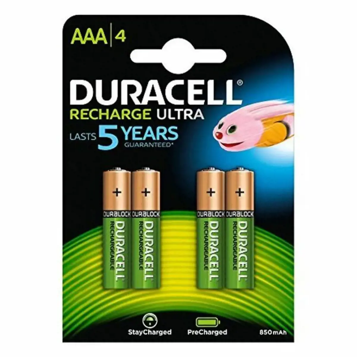 Duracell StayCharged AAA (4 vnt.), Įkraunama baterija, AAA, Nikelio-metalo hidrido (NiMH), 4 vnt., 800 mAh, 44,5 mm