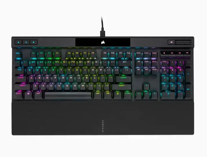 CORSAIR K70 RGB PRO optinė-mechaninė žaidimų klaviatūra su RGB LED apšvietimu CORSAIR OPX juodos spalvos PBT klavišų dangteliai