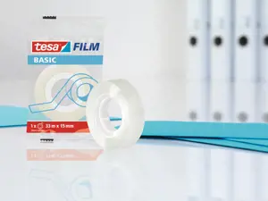 Lipni juosta TESA Film Basic, 15mm x 33m, skaidri