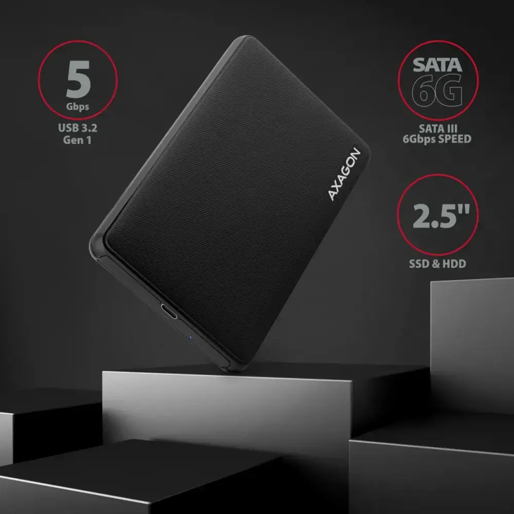 AXAGON EE25-SLC USB-C 3.2 Gen1 - SATA 6G 2,5" SLIDE dėžutė BLACK