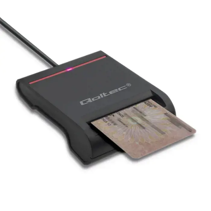 QOLTEC išmaniųjų lustų ID kortelių skaitytuvas USB 2.0 Plug&Play