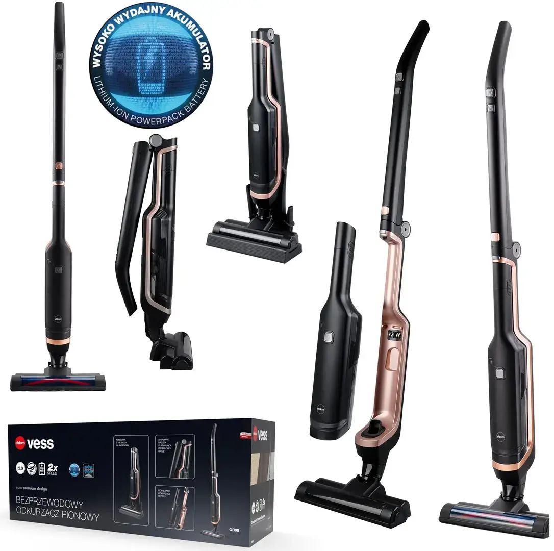 OB90 ELDOM, VESS upright vacuum cleaner, cordless, electric brush