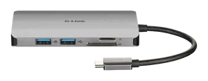 D-Link DUB-M810, laidinis, USB 3.2 Gen 1 (3.1 Gen 1) Type-C, 100 W, IEEE 802.3, IEEE 802.3ab, IEEE 802.3u, IEEE 802.3x, sidabrinis, MicroSD (TransFlash), SD, SDHC, SDXC