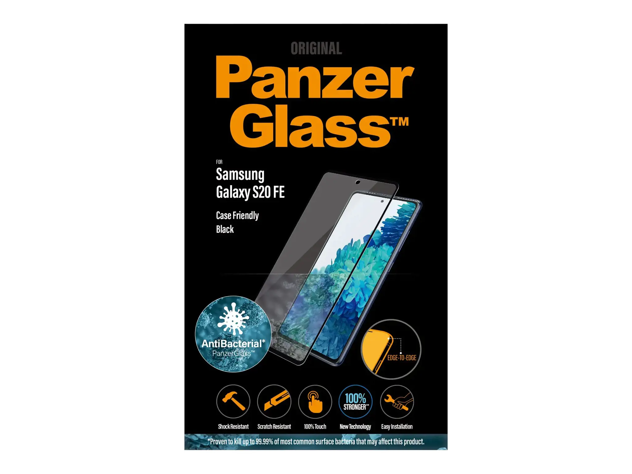 PanzerGlass ™ Samsung Galaxy S20 FE | Ekrano apsauga Stiklas, Skaidri ekrano apsauga, Samsung, Samsung, Samsung - Galaxy S20 FE, atsparus įbrėžimams, atsparus smūgiams, antibakterinis, skaidrus, 1 vnt.