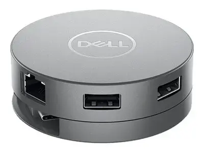 DELL USB-C mobilusis adapteris - DA310, laidinis, USB 3.2 Gen 2 (3.1 Gen 2) Type-C, 10,100,1000 Mbps, sidabrinis, 3840 x 2160 pikselių, 1920 x 1080 pikselių