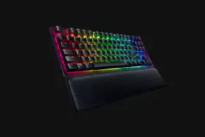 "Razer Huntsman V2 Tenkeyless", optinė žaidimų klaviatūra, RGB LED apšvietimas, šiaurietiška, juoda, laidinė, linijinis raudonas jungiklis