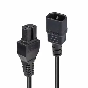 Lindy 2m IEC C14 to IEC C15 Extension Cable, 2 m, C14 coupler, C15 coupler, H05VV-F3G