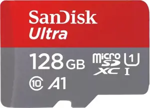 "SanDisk Ultra microSDXC" 128GB + SD adapteris 140MB/s A1 10 klasės UHS-I - vaizdinė pakuotė; EAN:619659200022