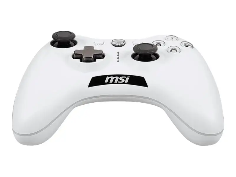 MSI FORCE GC20 V2 WHITE žaidimų valdiklis "Paruoštas kompiuteriui ir "Android", laidinis, reguliuojamas D-pad dangtelis, dvigubi vibraciniai varikliukai, ergonomiškas dizainas, nuimami kabeliai", žaidimų pultas, "Android", kompiuteris, galinis mygtukas, D-pad, makro mygtukas, maitinimo mygtukas, pradžios mygtukas, turbo mygtukas, analoginis / skaitmeninis, laidinis, USB 2.0