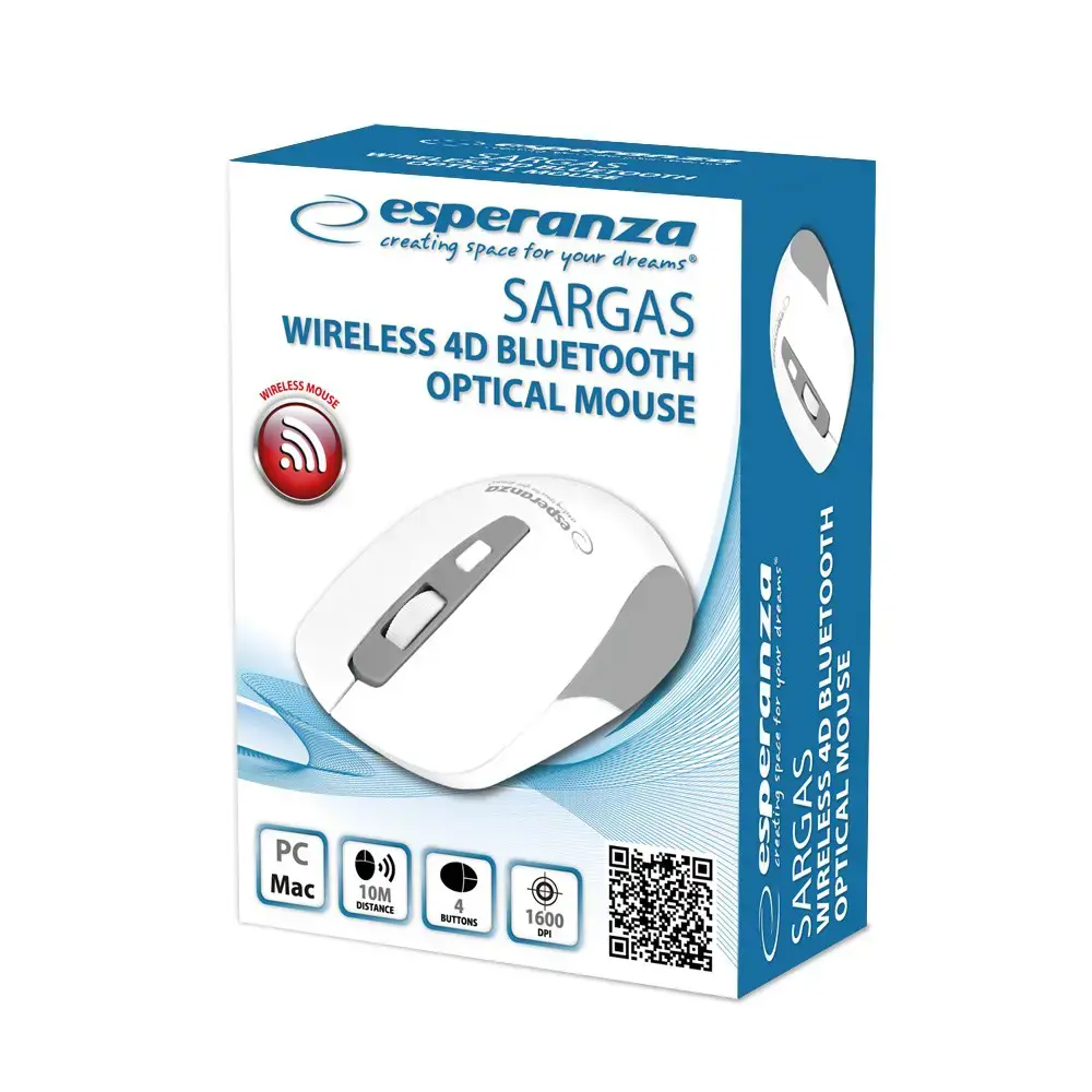 Esperanza EM130W Wireless Bluetooth 4D mouse, white