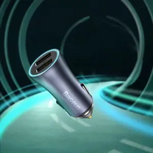 "Baseus Golden Contactor Pro" greitasis automobilinis įkroviklis 2x USB 40 W greitojo įkrovimo SCP FCP AFC + USB laidas - C tipo USB pilkos spalvos (pilka)