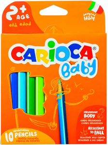 Spalvoti pieštukai mažyliams CARIOCA BABY 2+, 10 vnt.