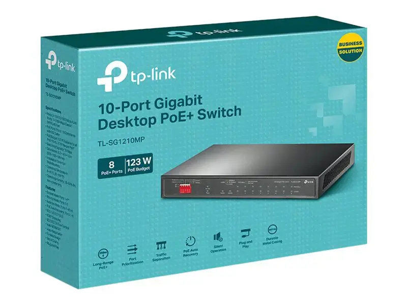 TP-Link TL-SG1210MP, nevaldomas, Gigabit Ethernet (10/100/1000), maitinimas per Ethernet (PoE)
