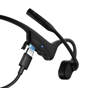 SHOKZ OpenComm2 2025 Upgrade Wireless Bluetooth Bone Conduction Videoconferencing Headset with USB-C Charging Port | 16 Hr Talk Time, 29m Wireless Range, 1 Hr Charge Time | Includes Noise Cancelling Boom Mic, Black, Wireless, Office/Call center, 35 g, Headset, Black