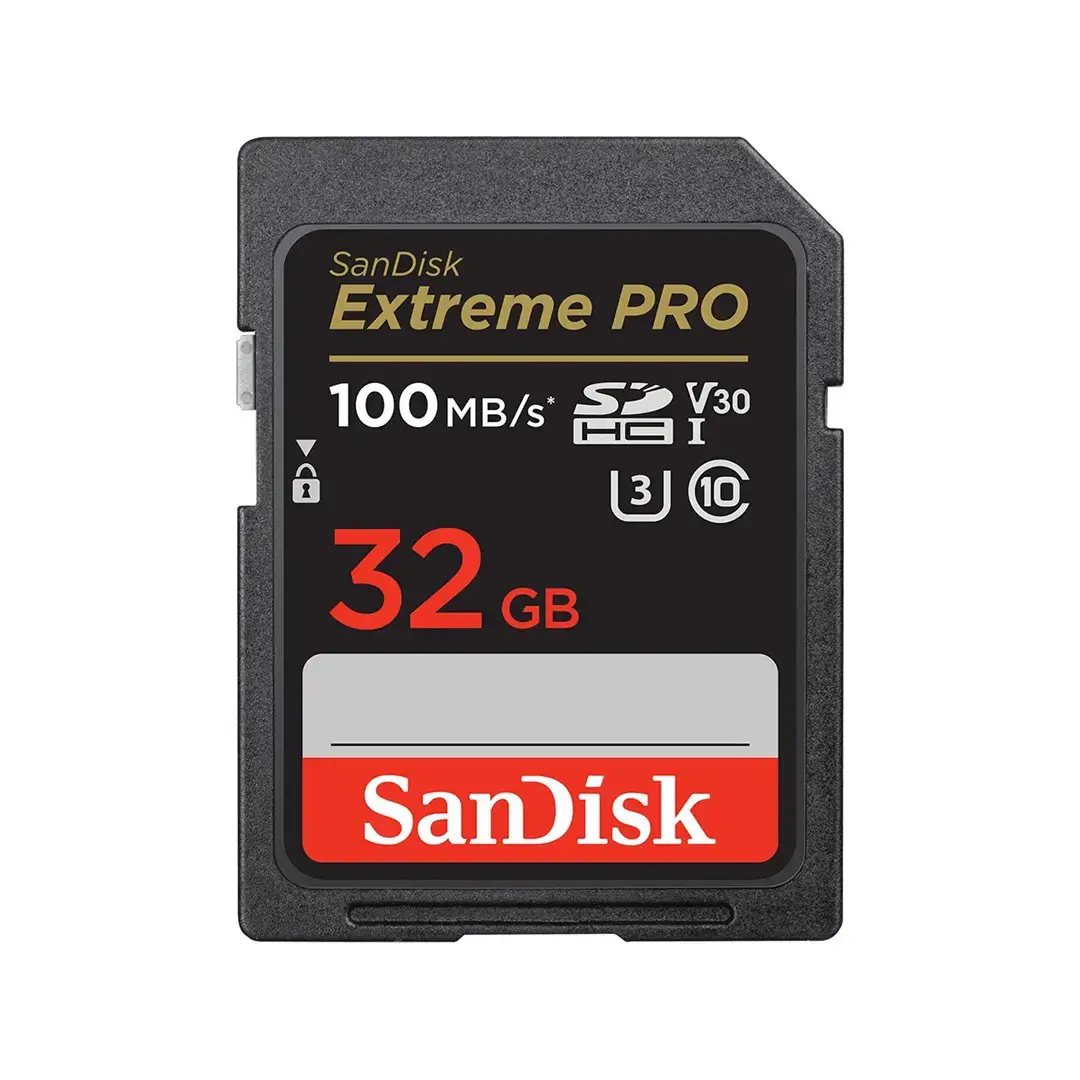 "SanDisk Extreme PRO" 32GB SDHC atminties kortelė + 2 metų "RescuePRO Deluxe" iki 100MB/s ir 90MB/s skaitymo/rašymo greitis, UHS-I, 10 klasė, U3, V30; EAN:619659188689