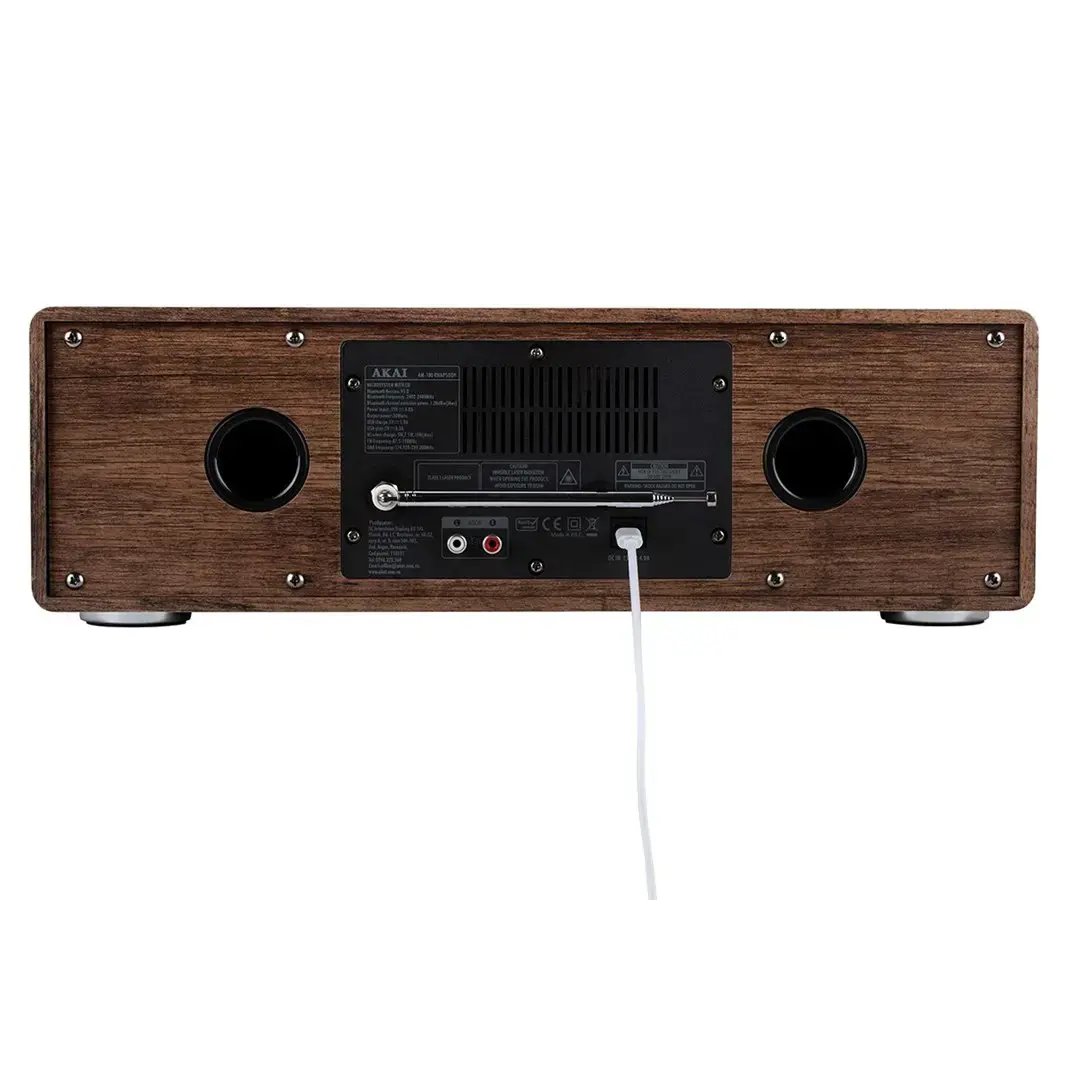 AKAI AM-100 RHAPSODY Stereo system 30W RMS, Bluetooth 5.0, DAB+/FM, CD/USB, AUX, brown black
