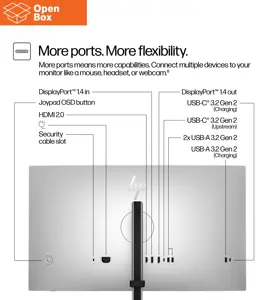HP 727pq Series 7 Pro QHD Monitor - 27" 2560x1440 QHD 400-nit 120Hz AG, IPS Black HDR 400, USB-C(15W)/HDMI/DisplayPort Daisy-Chain, 3x USB-A, height adjustable/tilt/swivel/pivot, 3 years (replaces Z27q G3)
