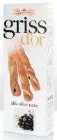 Duonos lazdelės GRISS D'OR, su juodosiomis alyvuogėmis, 100 g