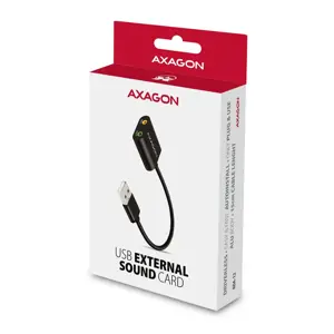 "Axagon" USB garso plokštė su 15 cm kabeliu ir metaliniu korpusu.