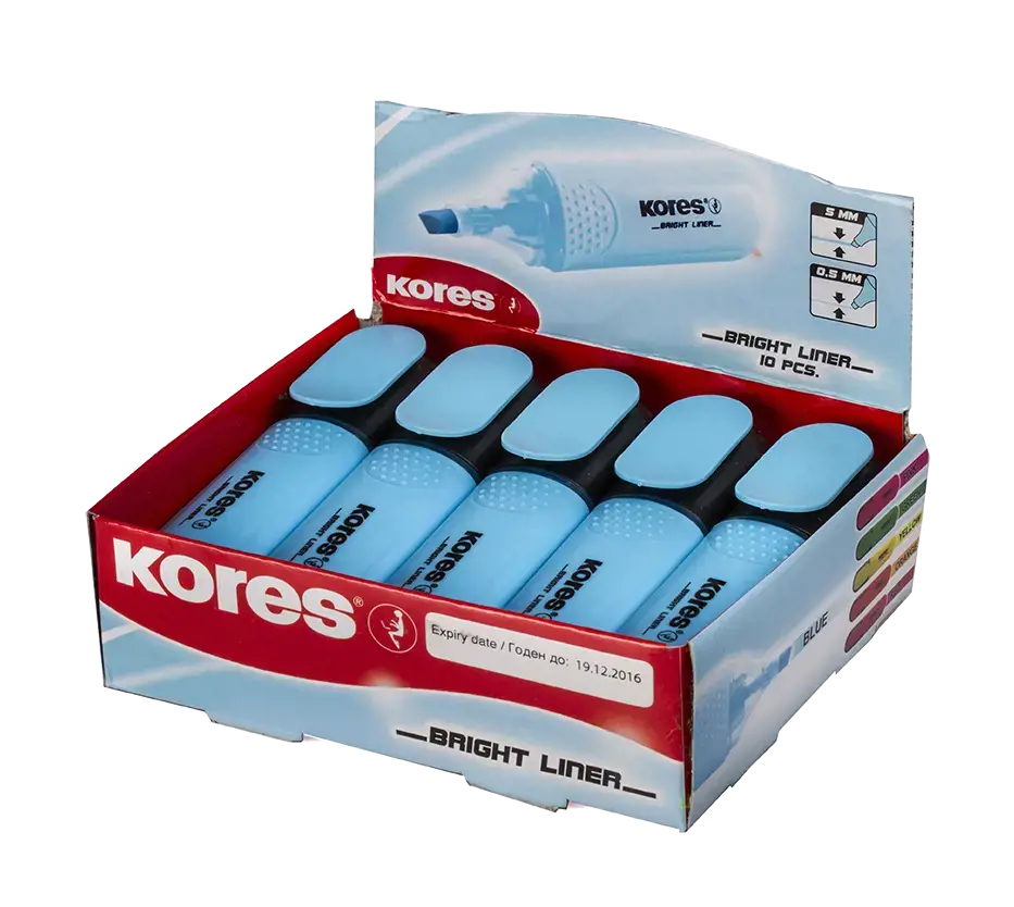 Teksto žymeklis KORES BRIGHT LINER, mėlyna