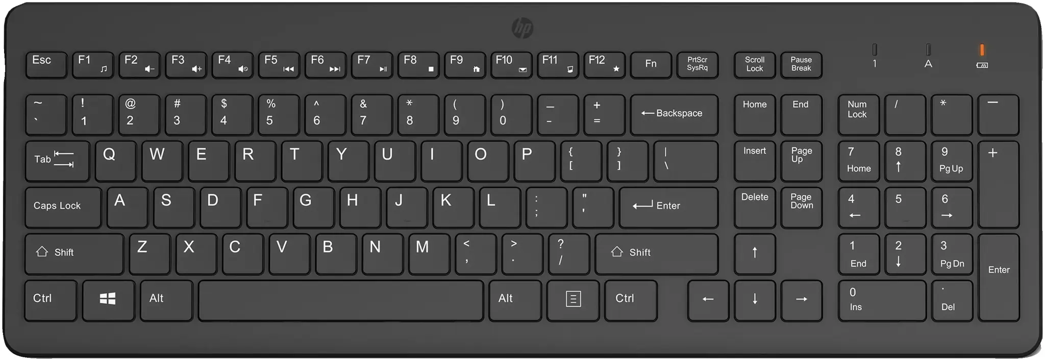 HP 225 Wireless Keyboard, spill resistant - Black - US ENG