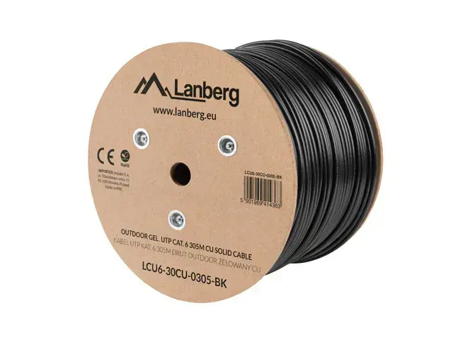 LANBERG LCU6-30CU-0305-BK Lanberg UTP kabelis, CU, kat. 6, 305 m, juodas