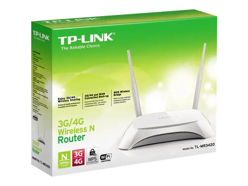 TP-Link 3G/4G belaidis N maršrutizatorius, "Wi-Fi 4" (802.11n), vienos juostos (2,4 GHz), Ethernet LAN, juodas, baltas, stalinis maršrutizatorius
