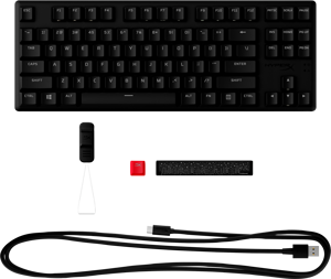 "HyperX Alloy Origins Core PBT HX Aqua" - mechaninė žaidimų klaviatūra, be klavišų (80-87 %), USB, mechaninė, QWERTY, RGB LED, juoda